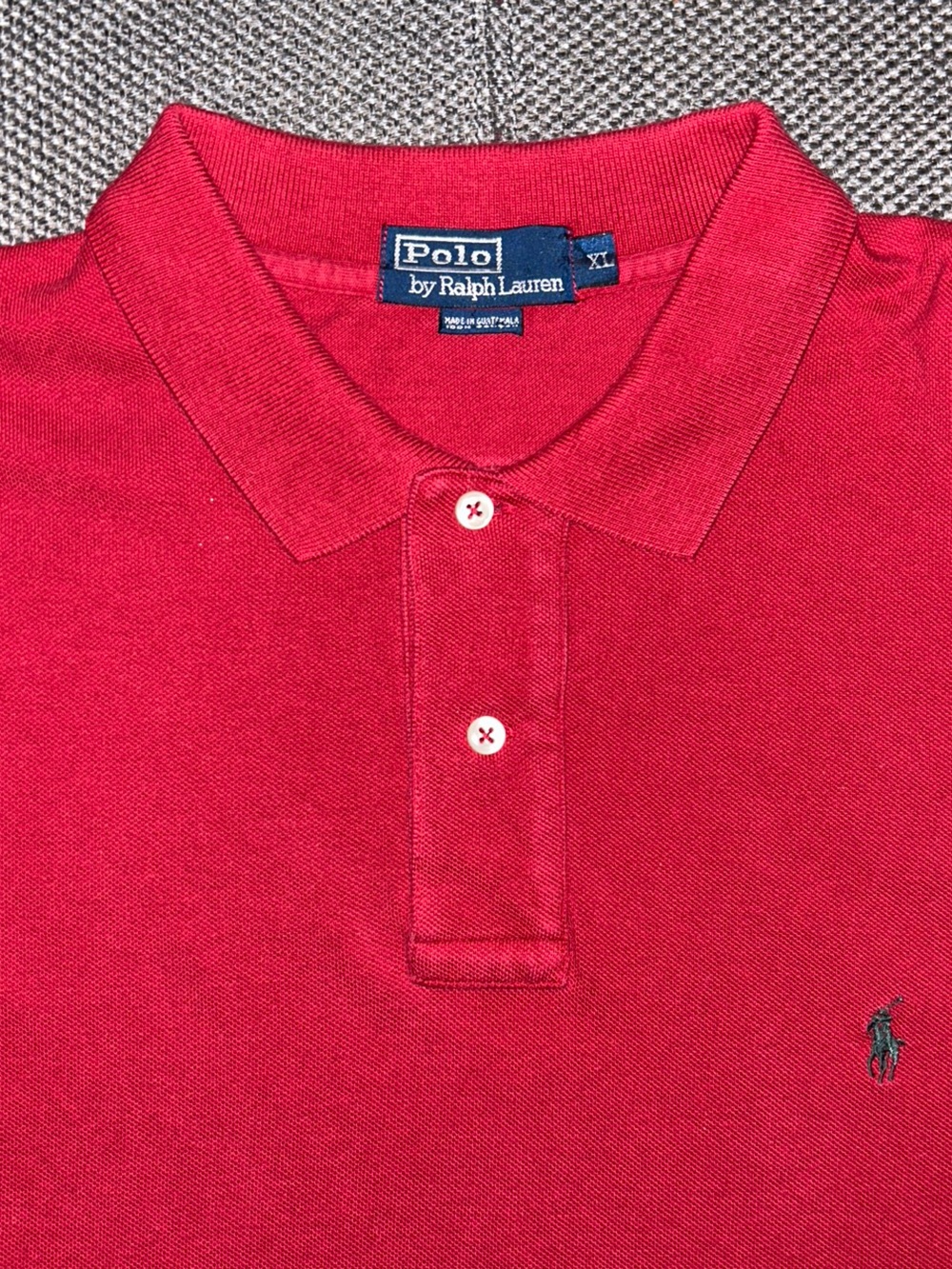 90s Polo by Ralph Lauren Red Short Sleeve Polo Shirt with Olive Green Pony